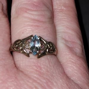 Vintage Silver tone ring blue stone